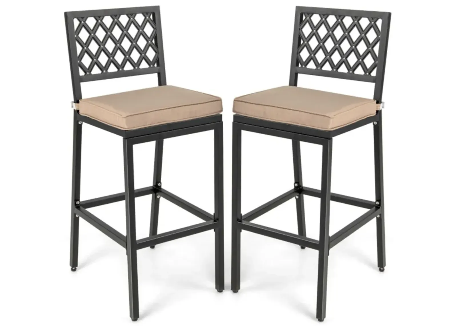 Hivvago Patio Bar Chairs with Detachable Cushion and Footrest