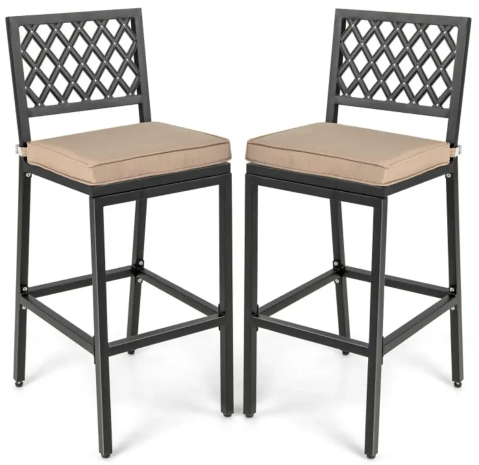 Hivvago Patio Bar Chairs with Detachable Cushion and Footrest