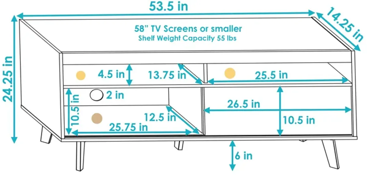 Sunnydaze Mid-Century Modern TV Stand Console for 58" TV