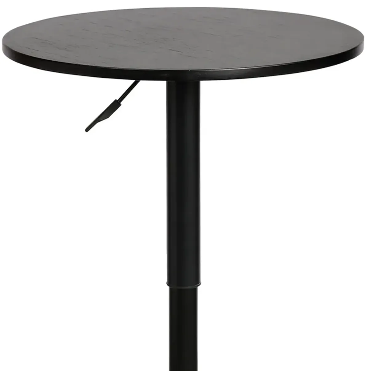 24 Inches Round Adjustable Pub Table with Metal Base, Black - Benzara