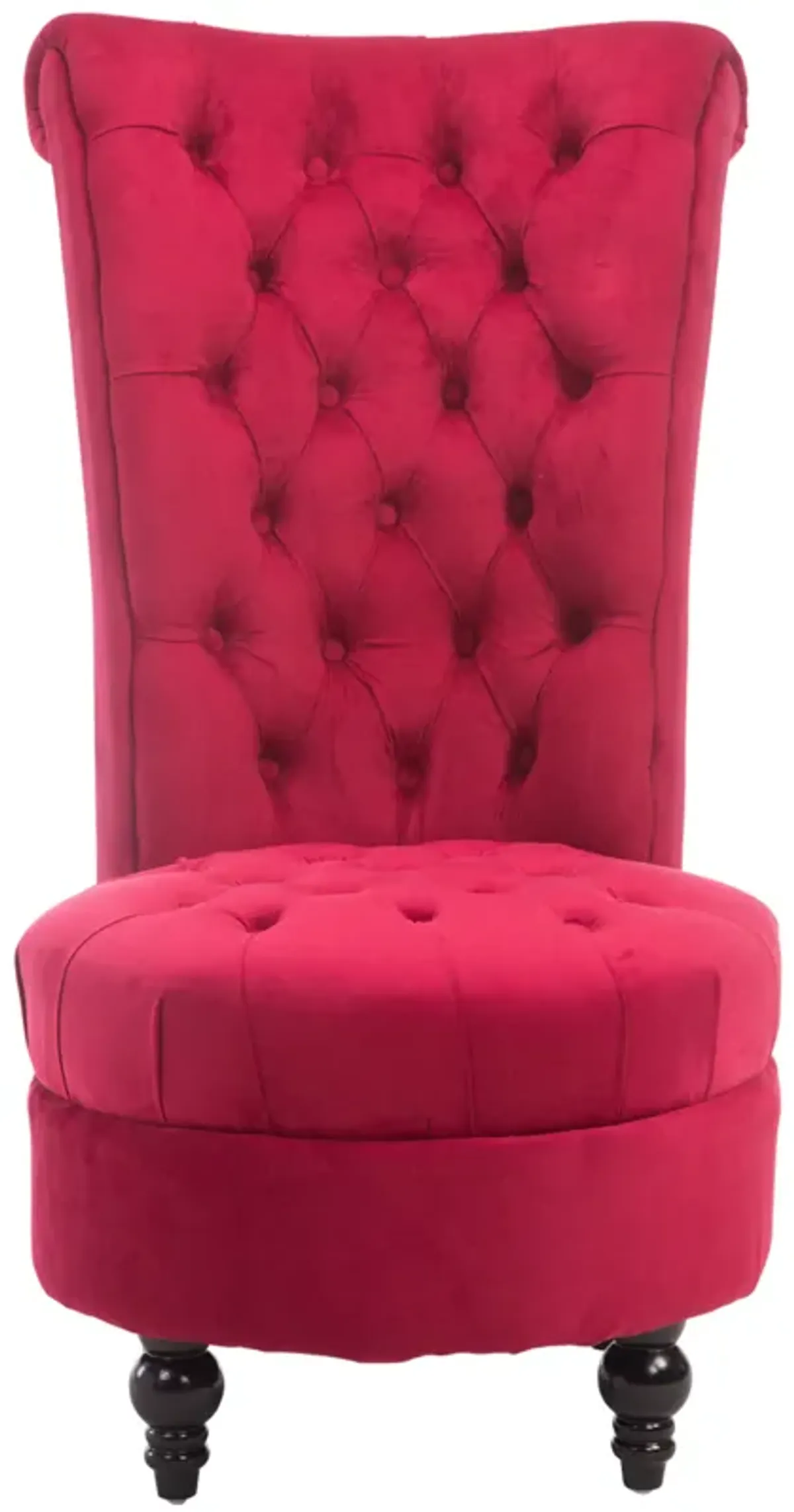 HOMCOM High Back Accent Chair, Upholstered Armless Chair, Retro Button-Tufted Royal Design with Thick Padding and Rubberwood Leg for living Room, Dining room and Bedroom, Crimson Red