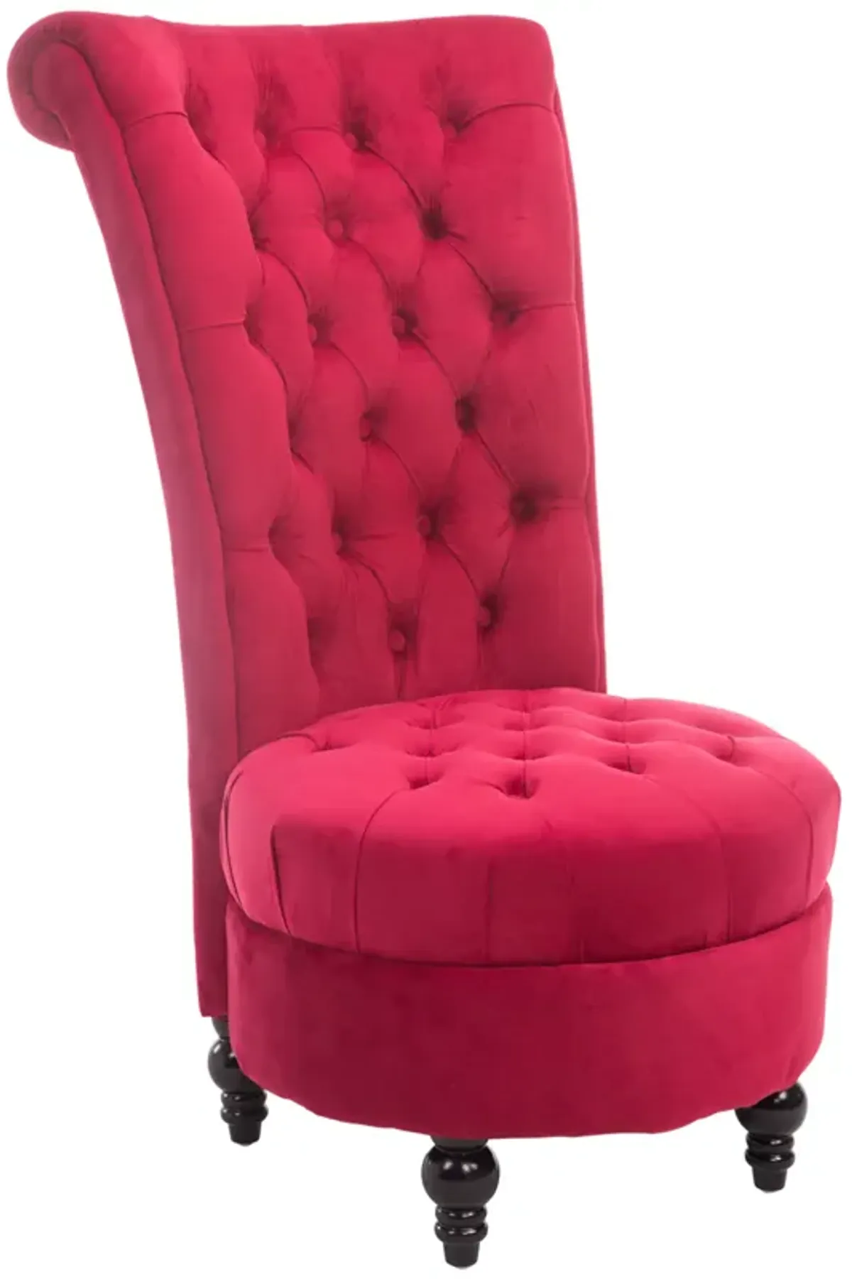 HOMCOM High Back Accent Chair, Upholstered Armless Chair, Retro Button-Tufted Royal Design with Thick Padding and Rubberwood Leg for living Room, Dining room and Bedroom, Crimson Red