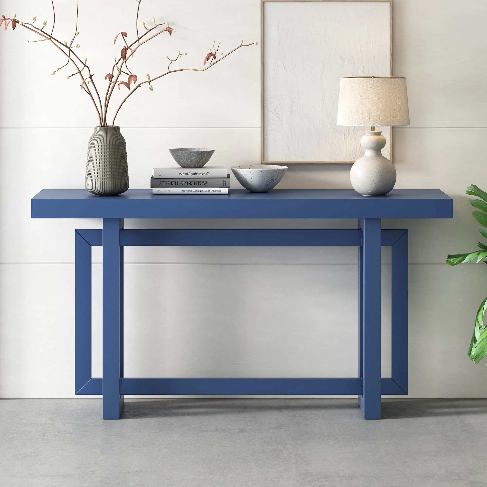 Merax Contemporary Console Table with Wood Top