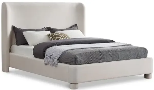 Meridian Furniture Penny Cream Linen Textured Fabric King Bed