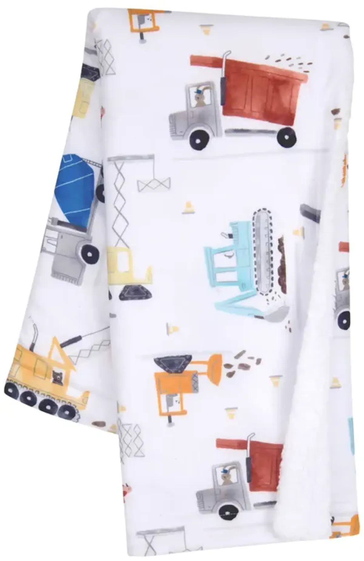 Bedtime Originals Construction Zone White Cozy Fleece Trucks Baby Blanket