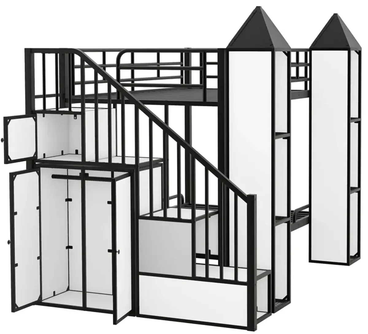 Merax Castle-shaped Bunk Bed with Wardrobe