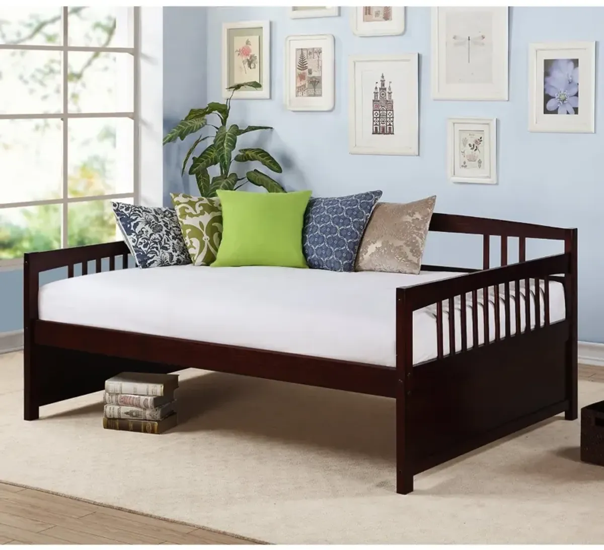 Hivvago Full size Contemporary Daybed in Espresso Wood Finish