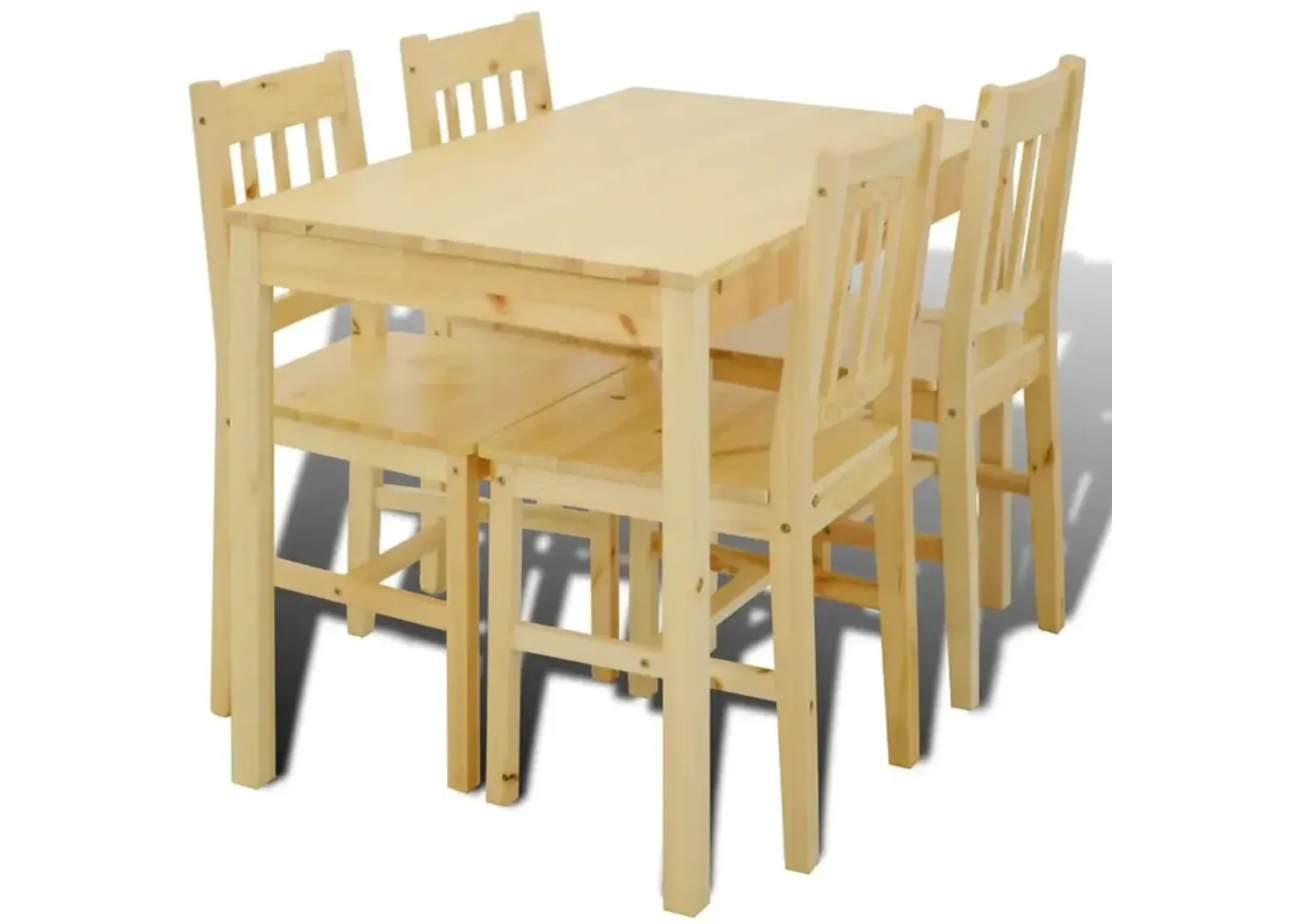 Wooden Dining Table with 4 Chairs Natural