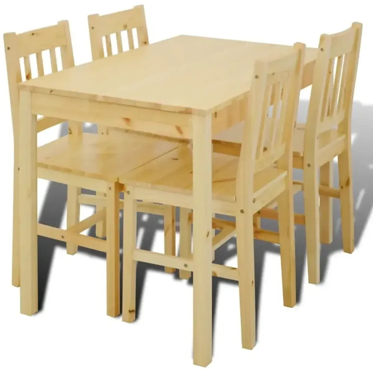 Wooden Dining Table with 4 Chairs Natural