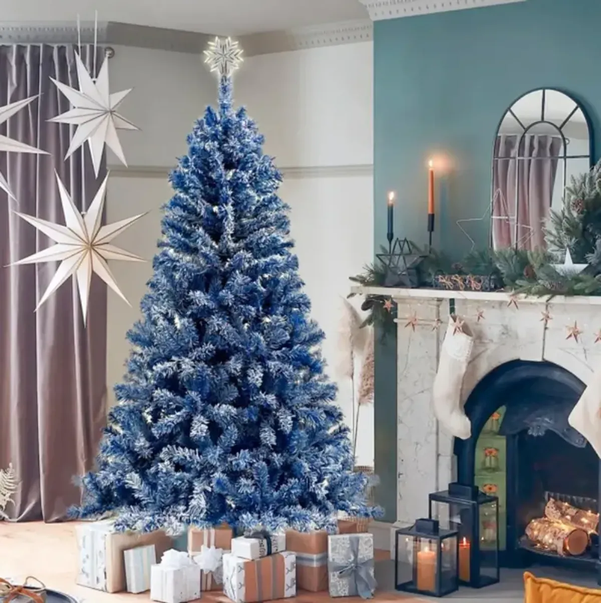 Pre-Lit Hinged Artificial Fir Christmas Tree Full & Lush Holiday Décor with Easy Assembly