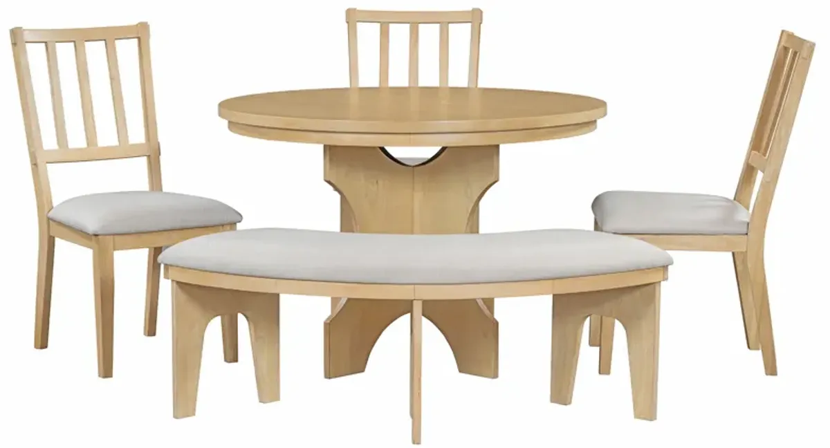 Merax 5-piece Rustic Charm Round Table Dining Set