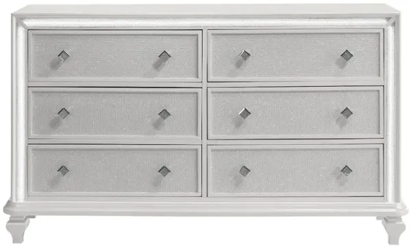 New Classic Furniture Stardust Wood 6-Drawer Dresser, White
