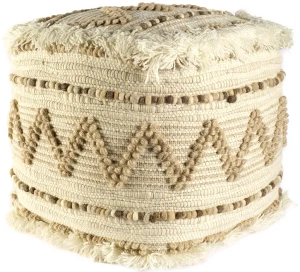 18" Beige Cotton Blend Ottoman