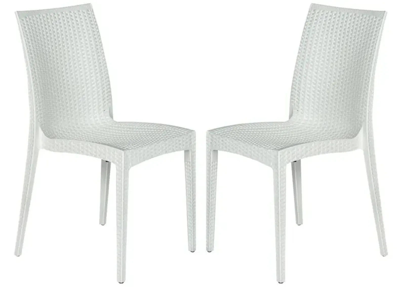 LeisureMod Weave Mace Indoor/Outdoor Dining Chair (Armless), Set of 2