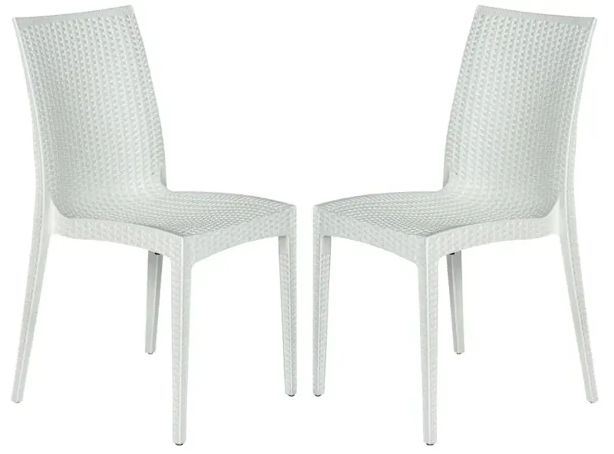 LeisureMod Weave Mace Indoor/Outdoor Dining Chair (Armless), Set of 2