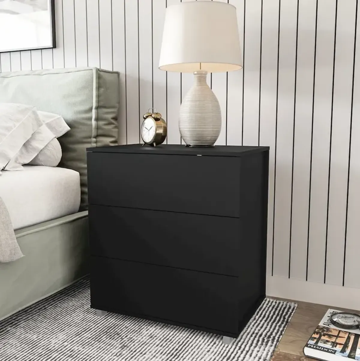 Polifurniture Madison 3 Drawer Dresser, Black