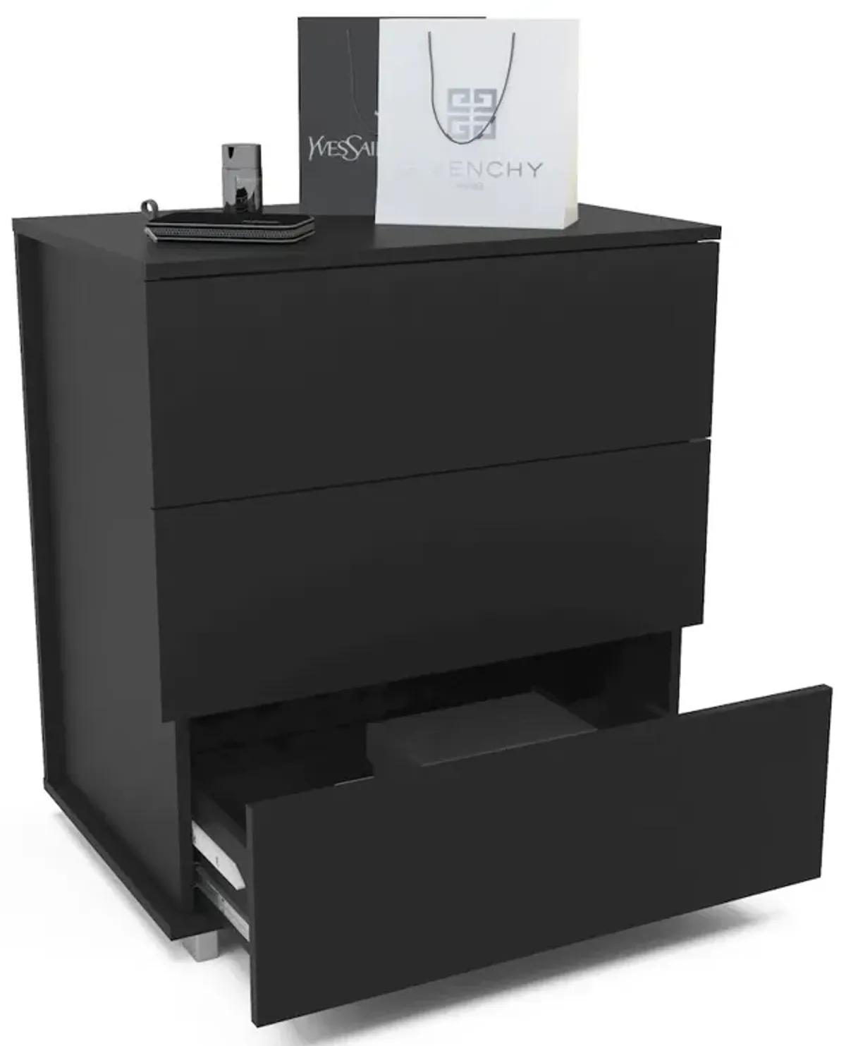 Polifurniture Madison 3 Drawer Dresser, Black