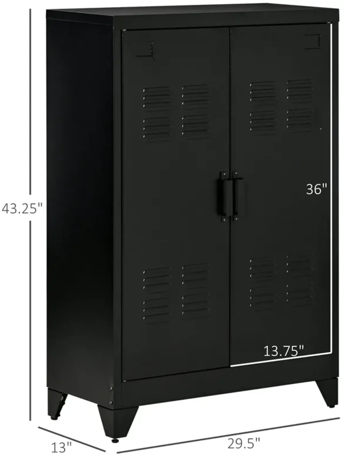 Black Kitchen Organizer: Storage Cabinet with Doors & Adjustable Shelves