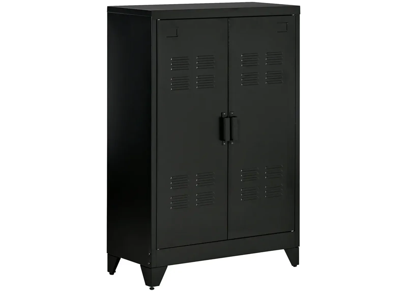 Black Kitchen Organizer: Storage Cabinet with Doors & Adjustable Shelves