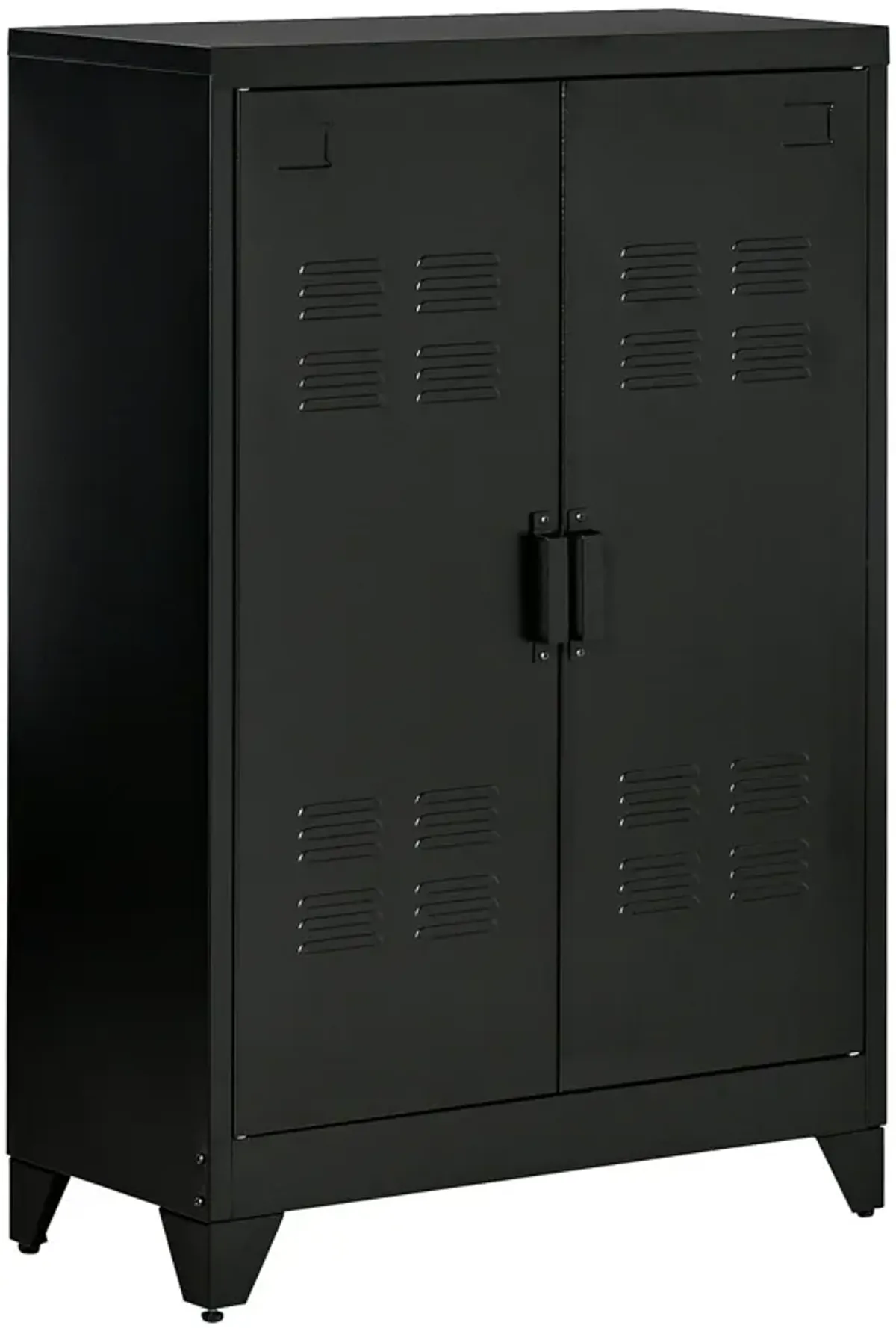 Black Kitchen Organizer: Storage Cabinet with Doors & Adjustable Shelves