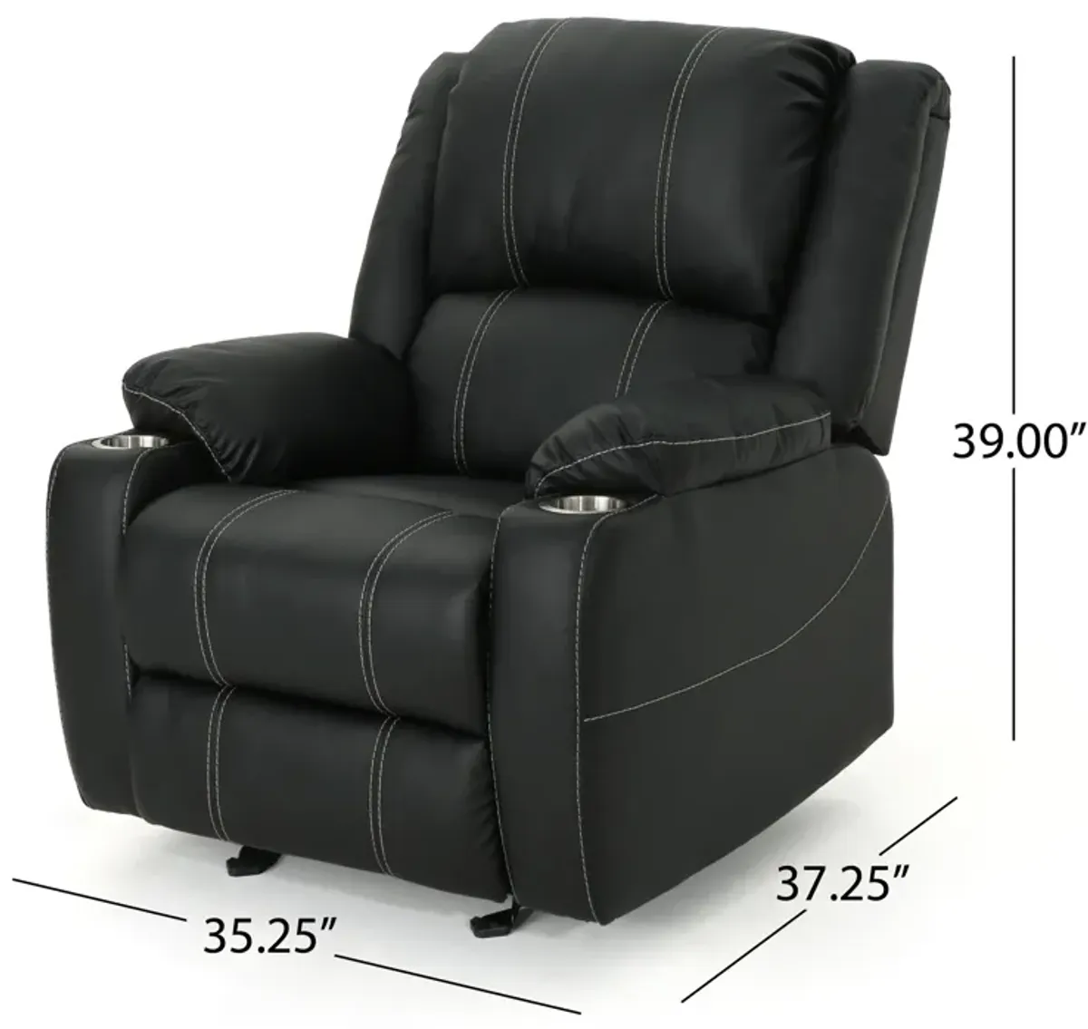 Merax PU Glider Recliner with Steel Cup Holders