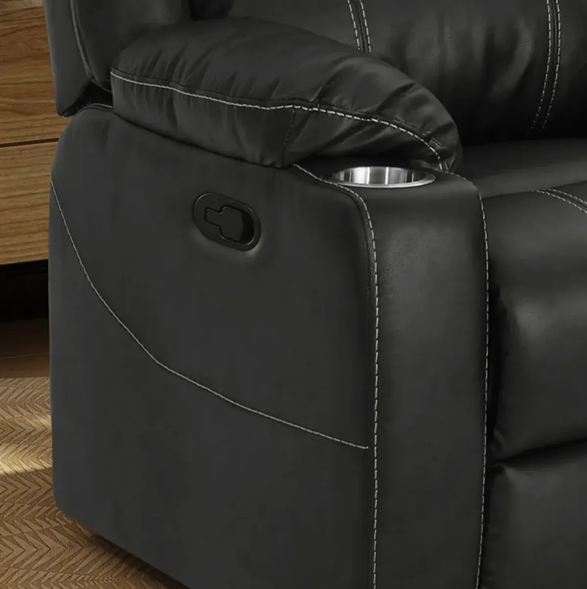 Merax PU Glider Recliner with Steel Cup Holders