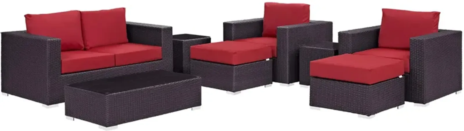 Convene Outdoor Sectional Set - Durable Rattan & Aluminum Frame, Weather-Resistant Cushions, Patio Sofa, Loveseat, Armchairs, Ottomans, Coffee & Side Tables