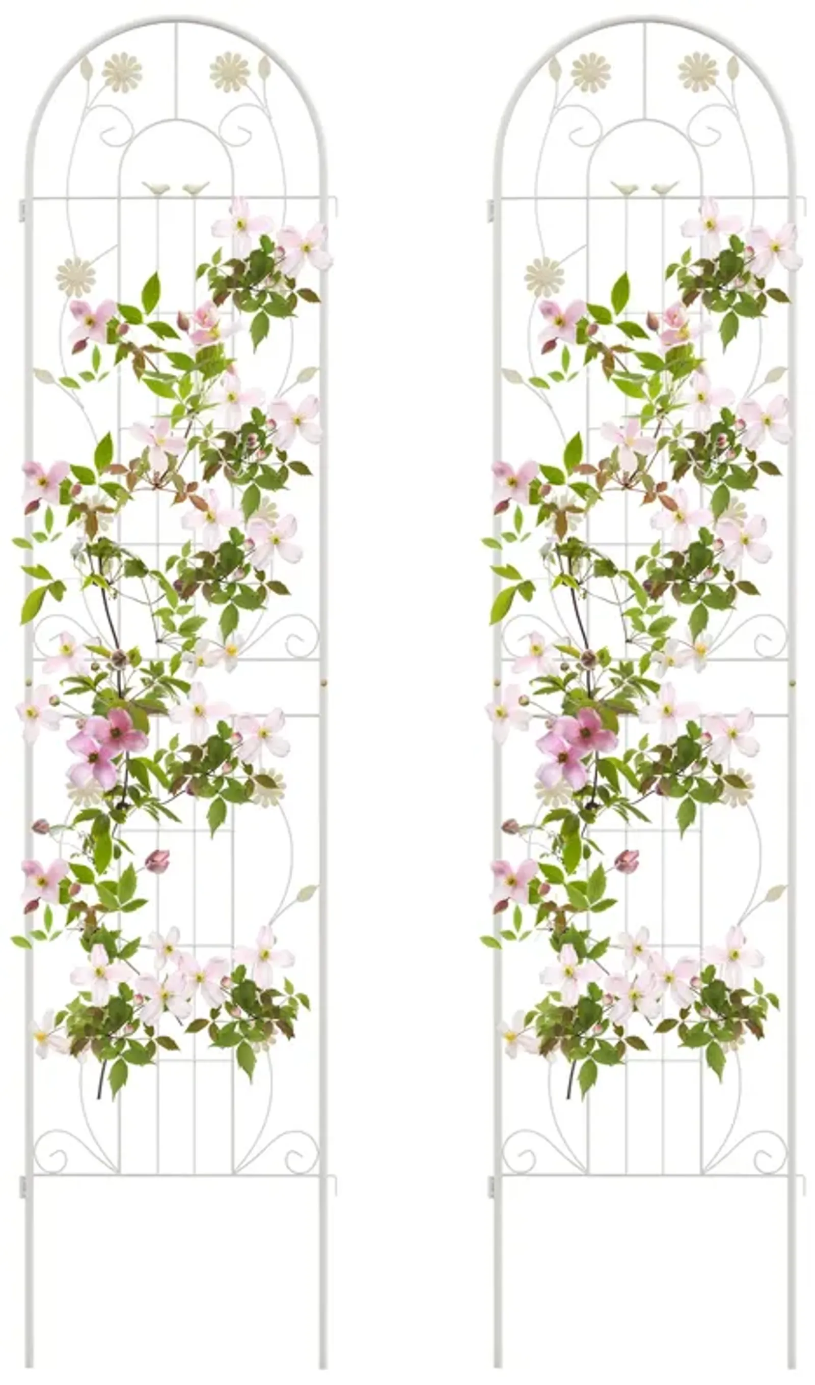 2 Pack 86.5 x 20 Inches Metal Garden Trellis for Climbing Plants-White