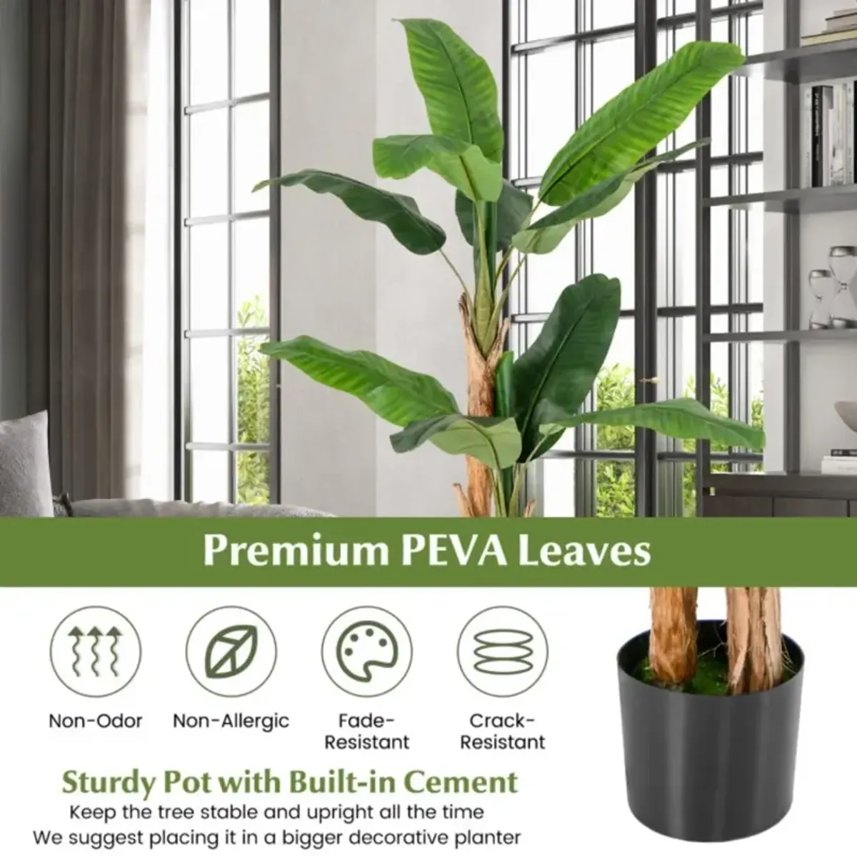 Hivvago 5.5/6.5 Feet Tall Artificial Banana Tree with 10/27 Large Leaves