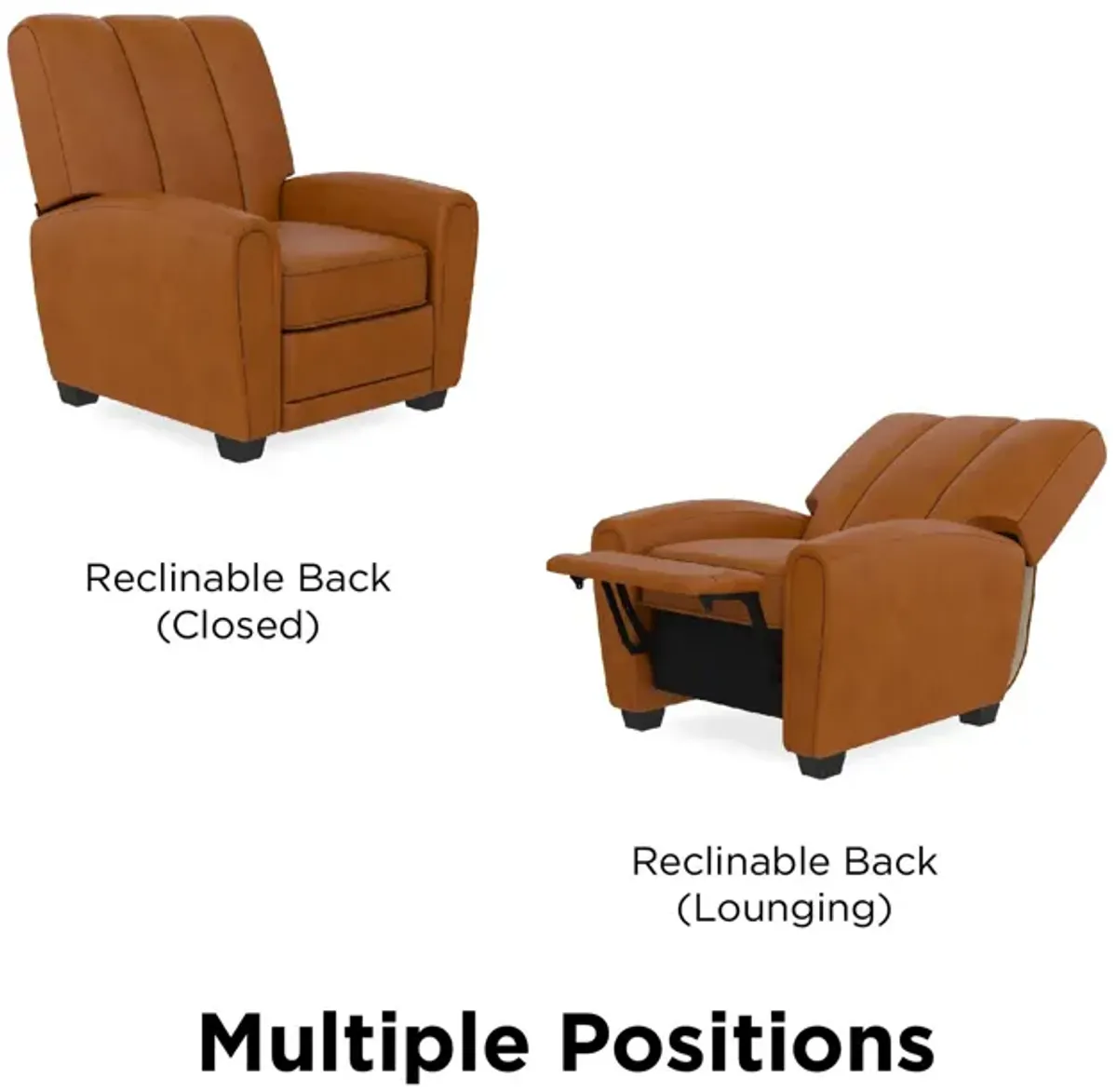 Vertical Pushback Recliner Armchair, Camel Faux Leather