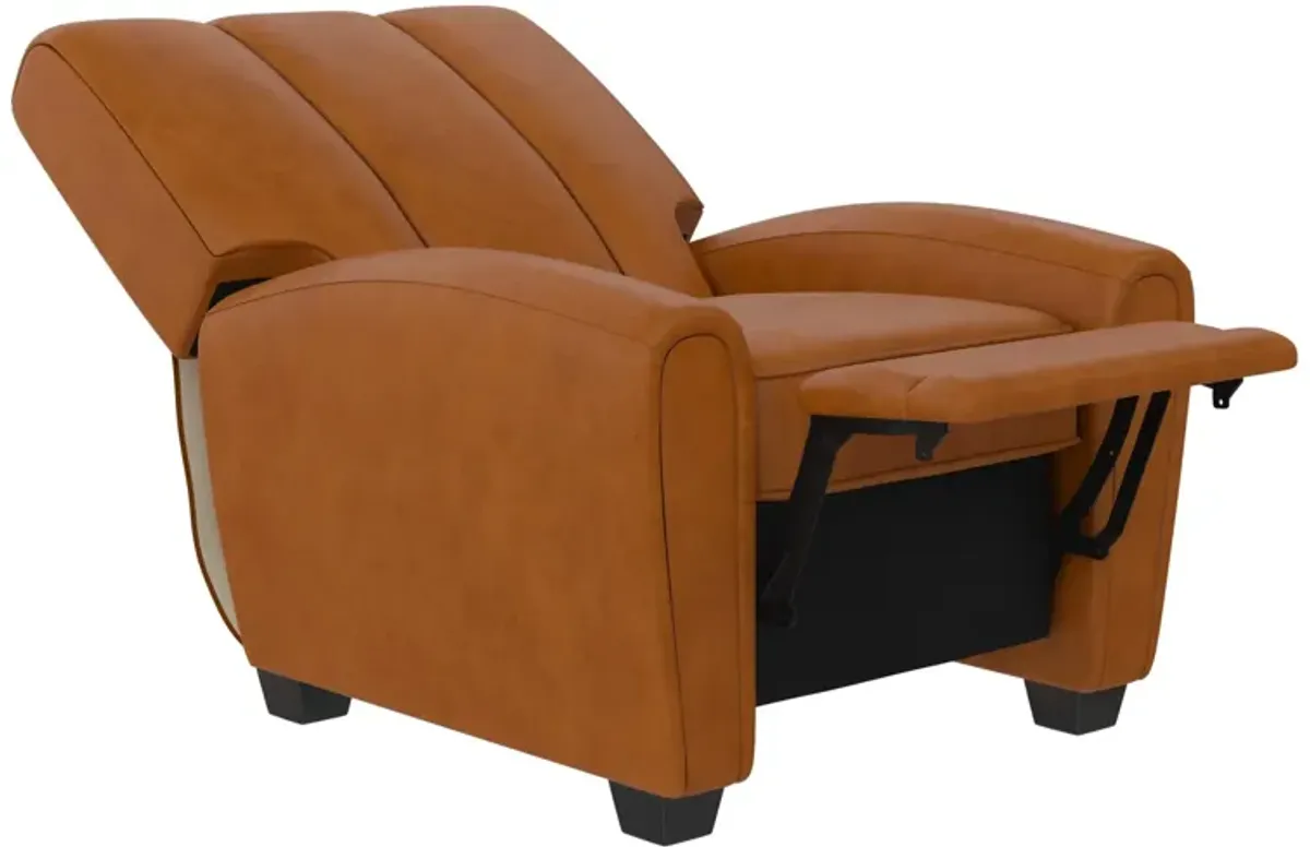 Vertical Pushback Recliner Armchair, Camel Faux Leather