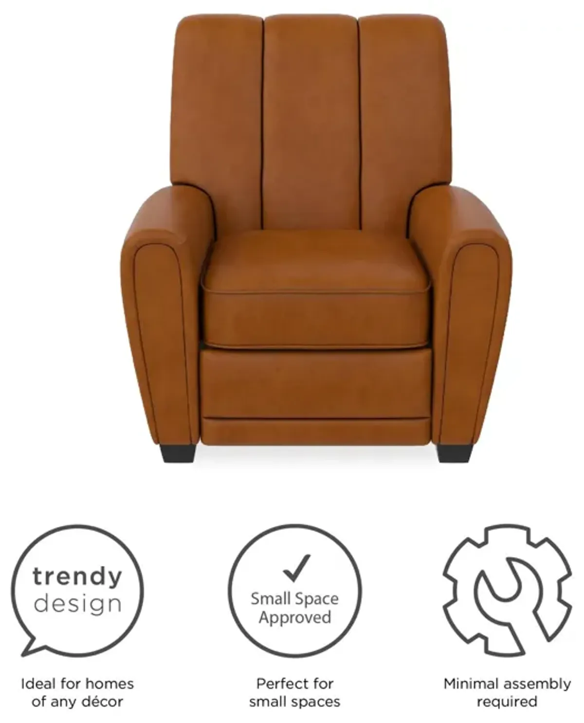 Vertical Pushback Recliner Armchair, Camel Faux Leather