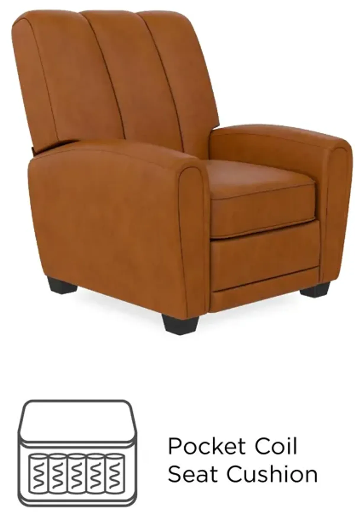 Vertical Pushback Recliner Armchair, Camel Faux Leather