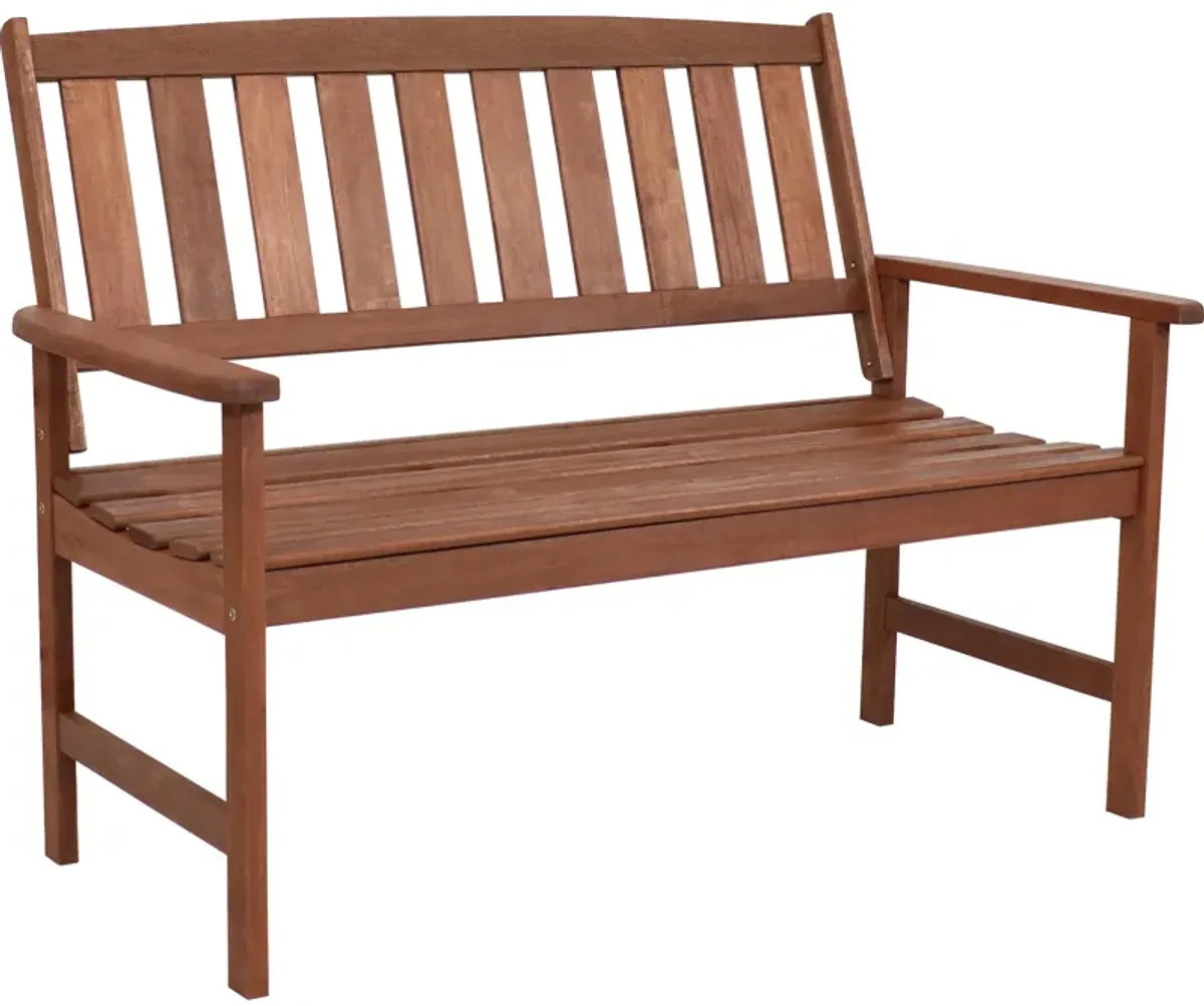 Sunnydaze 2-Person Meranti Wood with Teak Oil Finish Outdoor Garden Bench