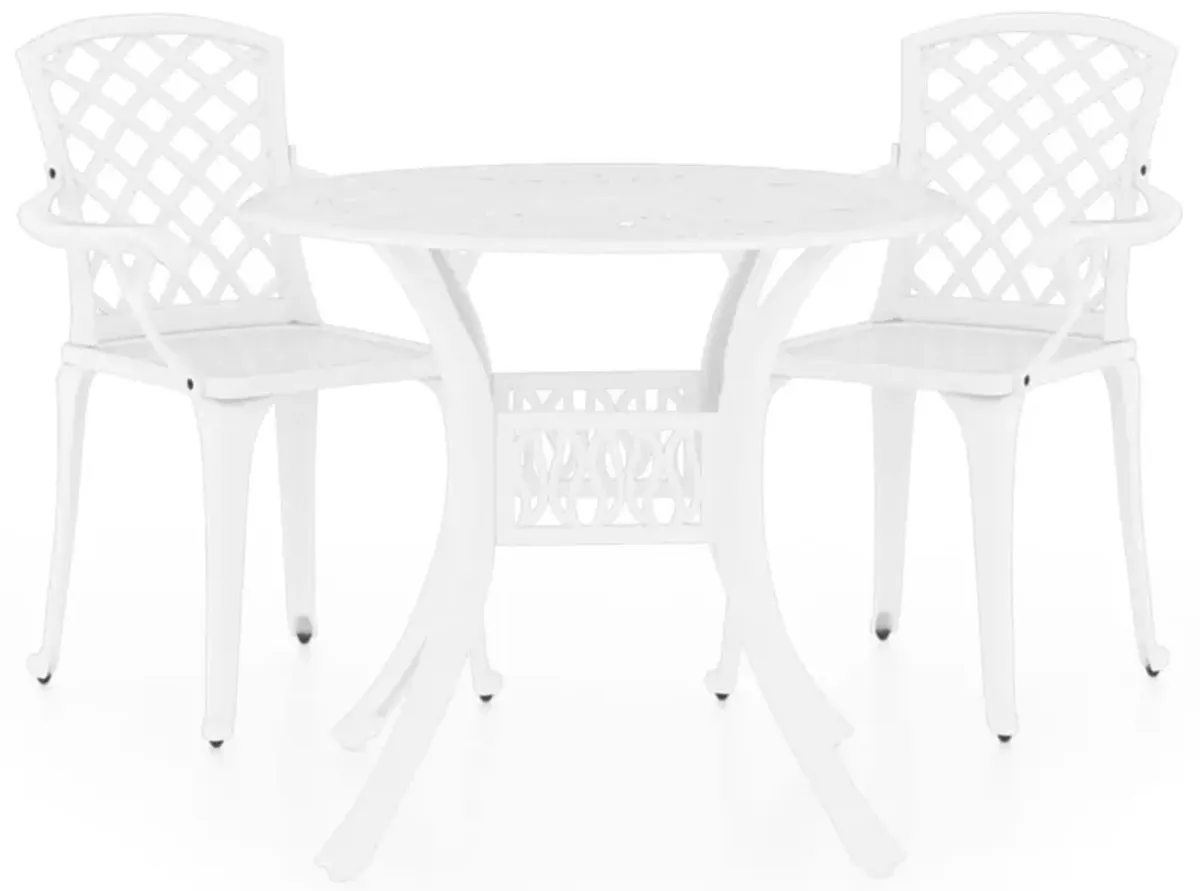 vidaXL 3 Piece Bistro Set Cast Aluminum White