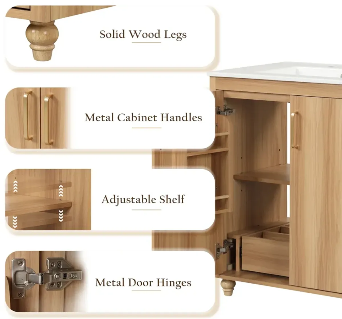 Merax Multi-functional Bathroom Vanity  Cabinet  Solid Wood