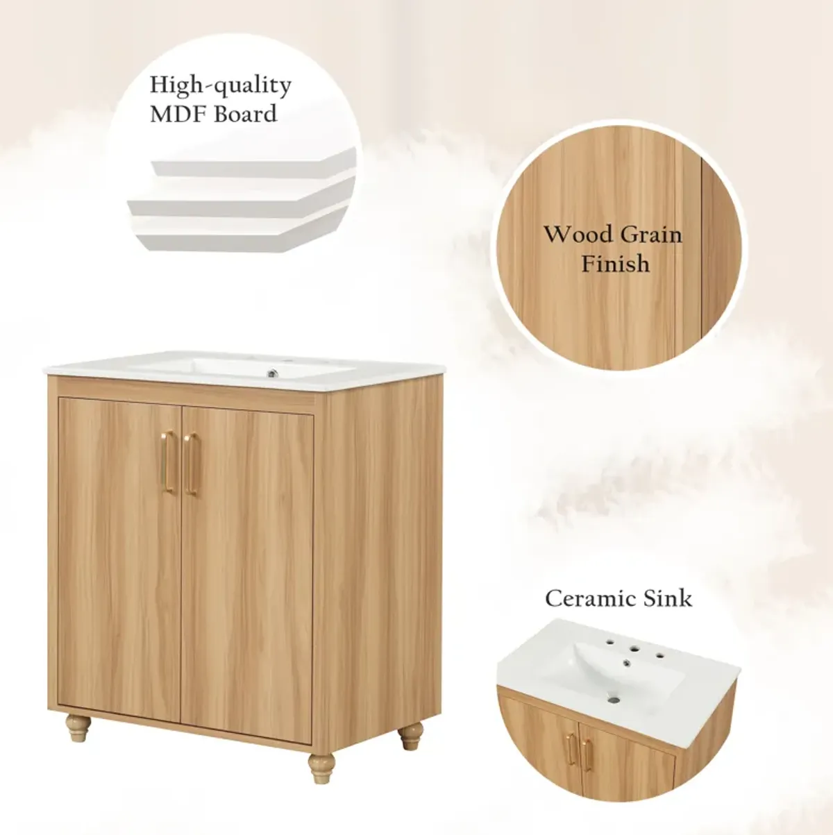 Merax Multi-functional Bathroom Vanity  Cabinet  Solid Wood