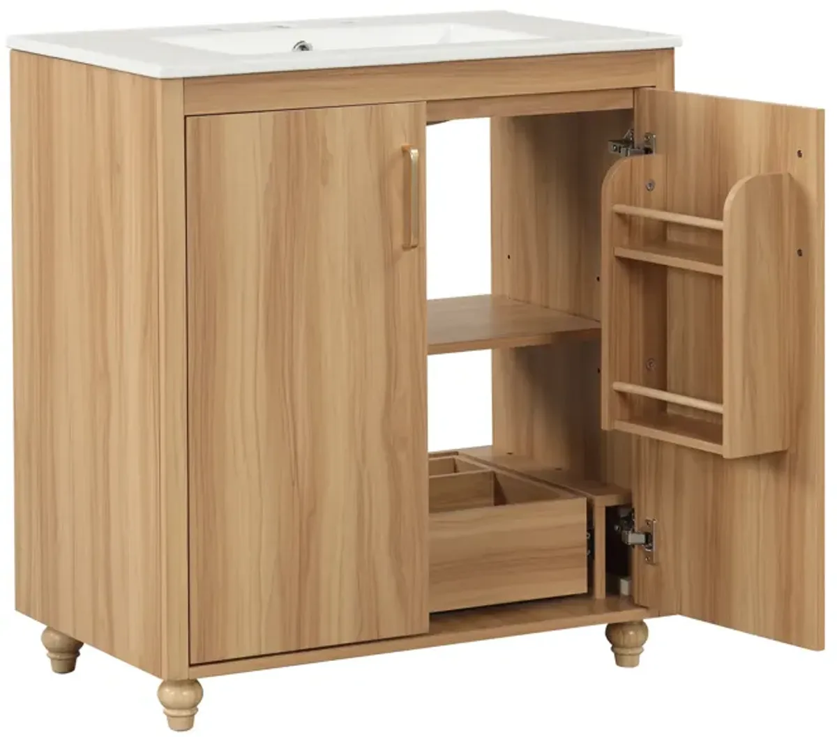 Merax Multi-functional Bathroom Vanity  Cabinet  Solid Wood