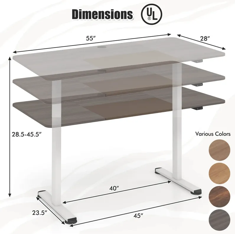 Costway Electric Height Adjustable Standing Desk, Sit to Stand Computer Workstation Home Office Desk