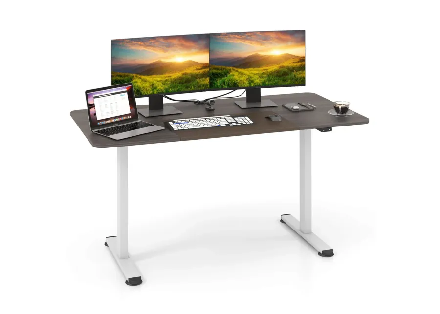 Costway Electric Height Adjustable Standing Desk, Sit to Stand Computer Workstation Home Office Desk