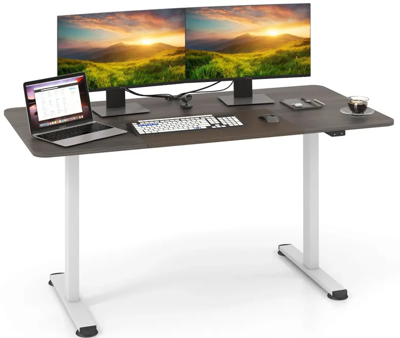 Costway Electric Height Adjustable Standing Desk, Sit to Stand Computer Workstation Home Office Desk