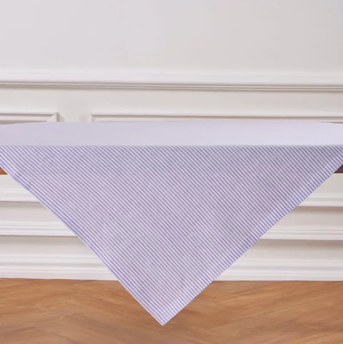 Solino Home 100% Pure Linen Table Throw 52 x 52 Inch | Narrow Stripe for Thanksgiving, Christmas