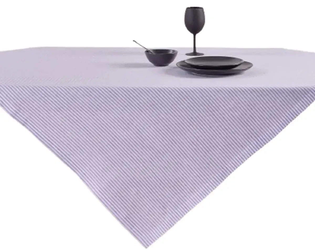 Solino Home 100% Pure Linen Table Throw 52 x 52 Inch | Narrow Stripe for Thanksgiving, Christmas