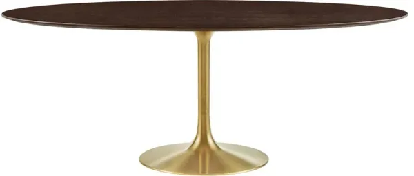 Modway - Lippa 78" Oval Wood Grain Dining Table Gold Cherry Walnut