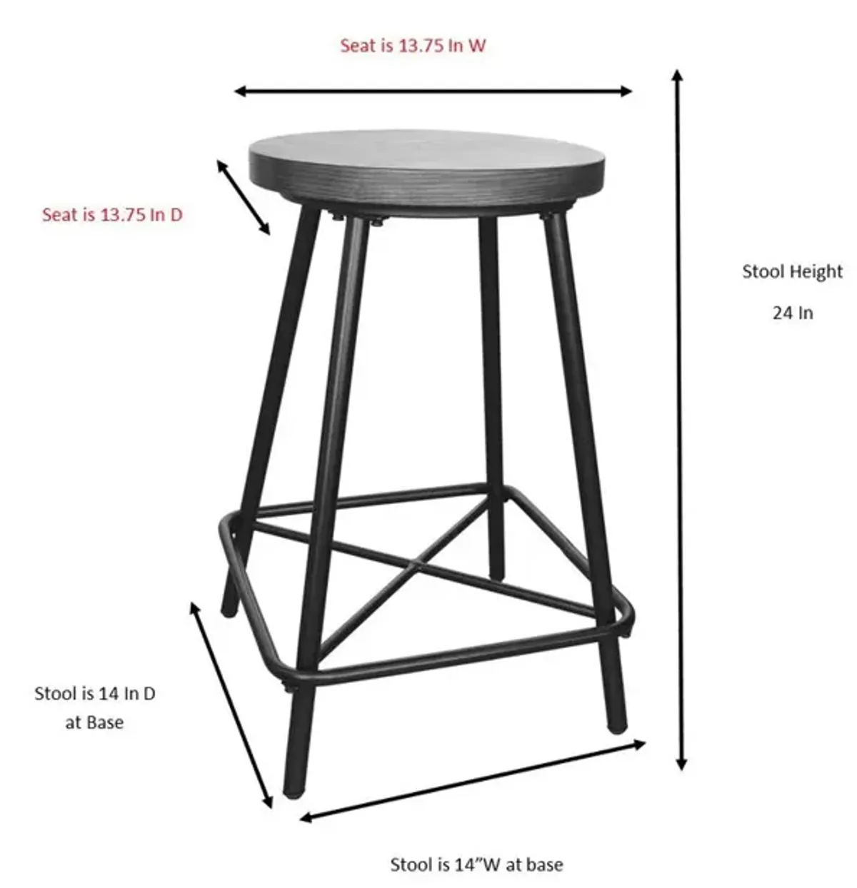 Carolina Living Illona 24 Counter Stool - Set of 2 - Elm Seat - Black Base