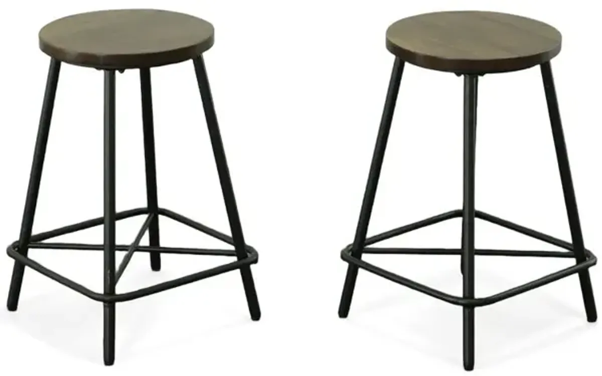 Carolina Living Illona 24 Counter Stool - Set of 2 - Elm Seat - Black Base