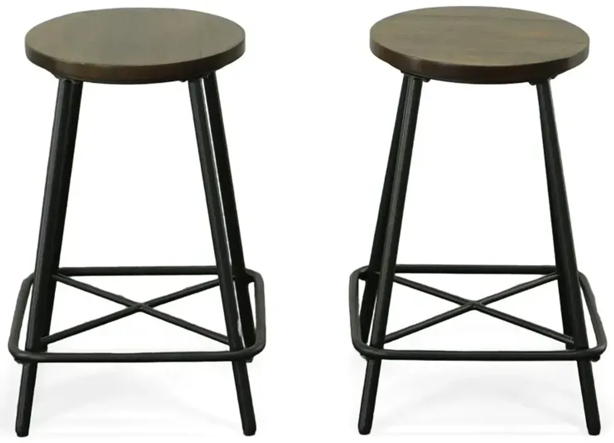 Carolina Living Illona 24 Counter Stool - Set of 2 - Elm Seat - Black Base