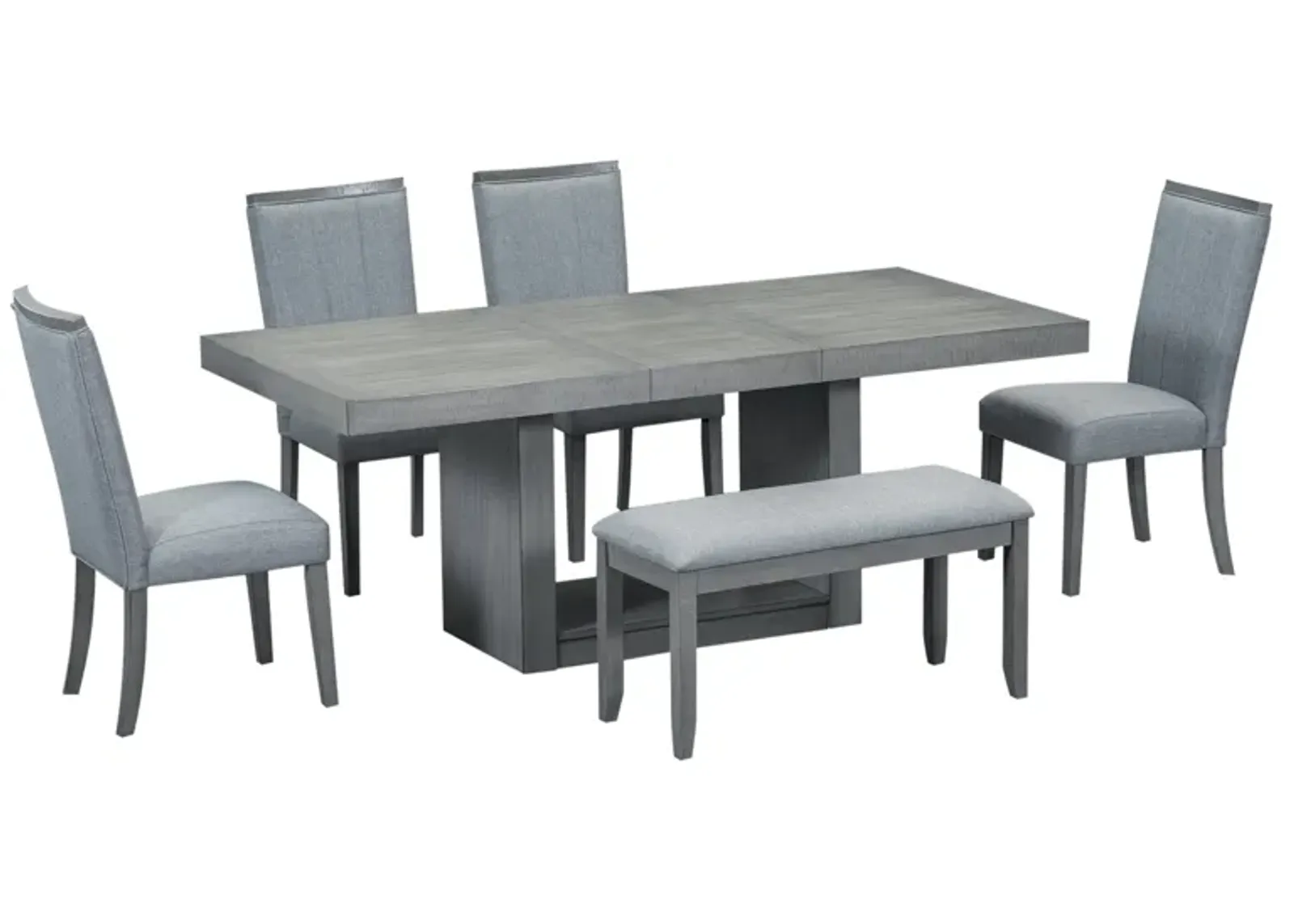 Merax Contemporary 6-Piece Dining Set  with Upholstered Chairs