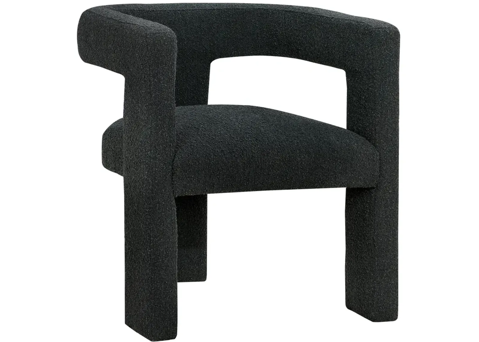 Hellen Accent Side Chair, Fully Upholstered in Black Boucle, Foam Cushion - Benzara