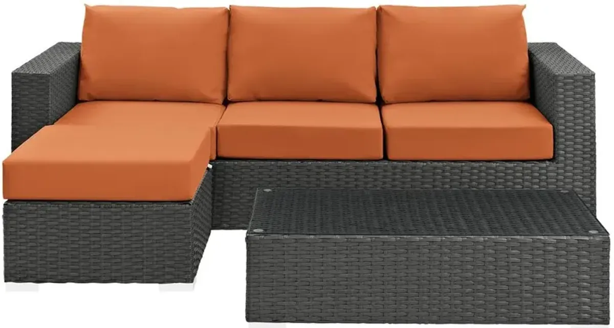 Modway Sojourn 3 Piece Outdoor Patio Sunbrella Sectional Set